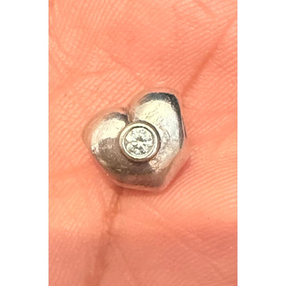 Authentic Pandora Sterling Silver Clear CZ Heart Charm ALE S925